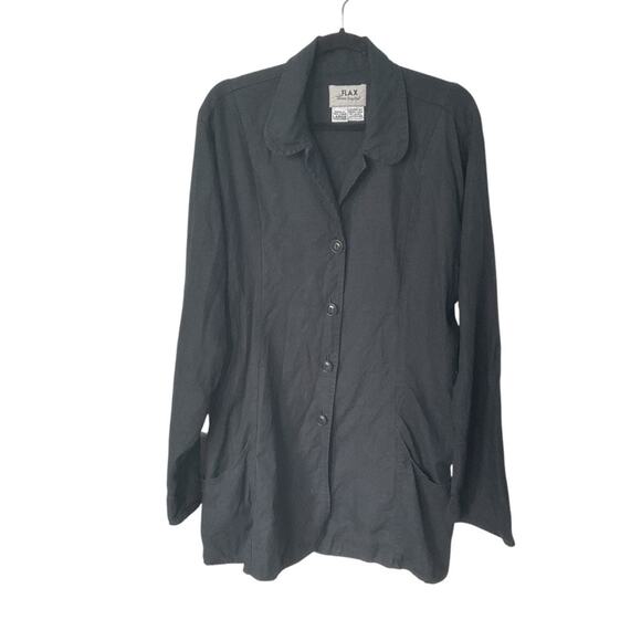 FLAX linen black jacket tunic large - Picture 2 of 7